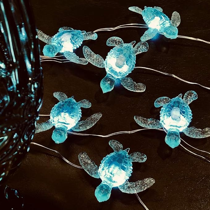 Nautical Solar Lights for Outside Sea Turtle Outdoor Garden Decor 14ft 40LED - Image 7