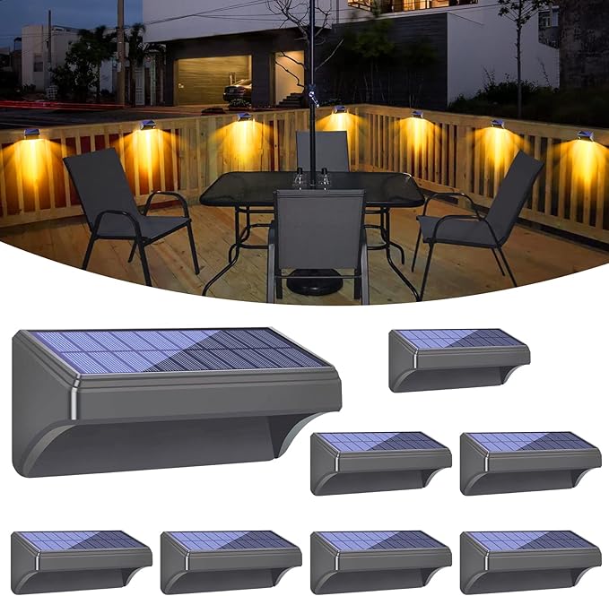 Bridika Solar Fence Lights, 8 Pack Plus Size, Warm & RGB Color Changing - Image 9