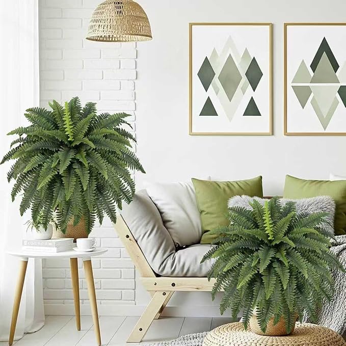 42" Artificial Boston Fern Large Bush Plants, 2 Bundles of Fake Ferns - Image 7