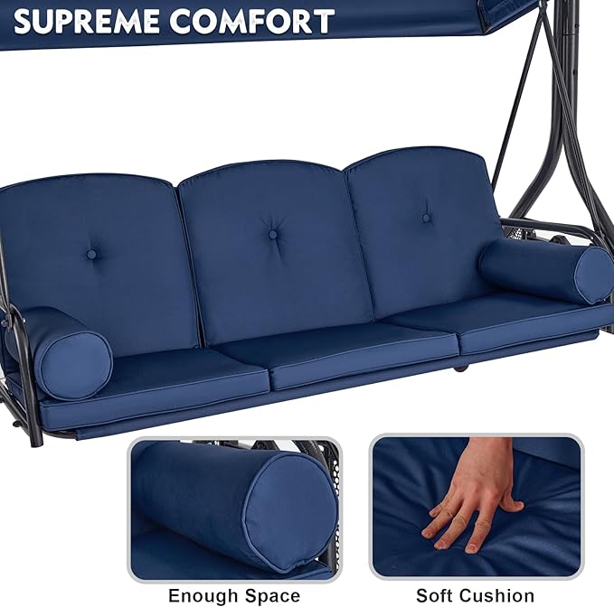 HOMREST 3 Seat Outdoor Porch Swing - Image 6