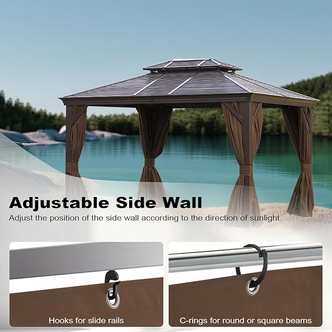 slashome 12'x12' Gazebo Curtains Outdoor Waterproof, Sidewalls - Image 5