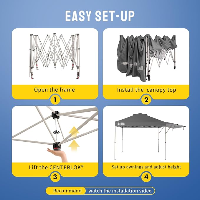CROWN SHADES 10x10 Pop up Canopy Tent, Instant Commercial Canopy - Image 5