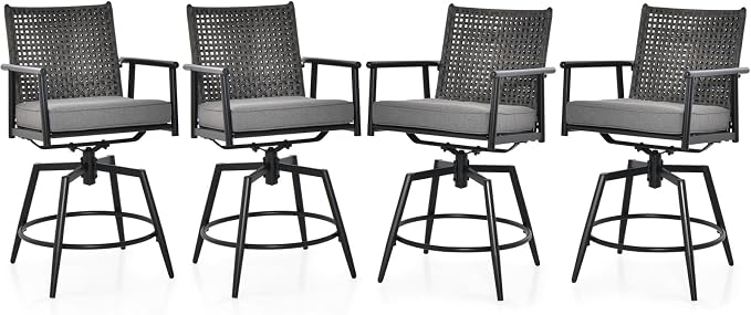 Tangkula Patio Swivel Bar Stools Set of 4, Outdoor Counter Height Bar Chairs by TANGKULA