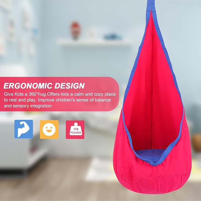 YAERSI Kids Pod Swing Seat, Cotton Hammock Chair - Image 3
