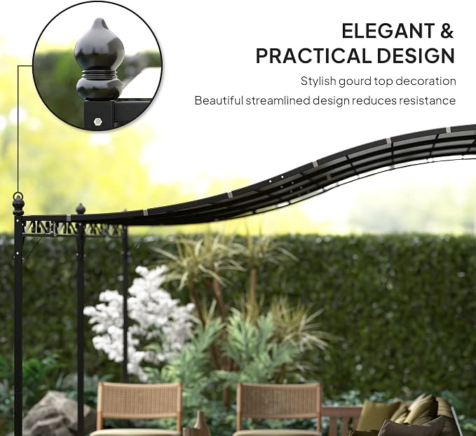 Outsunny 10' x 16' Outdoor Pergola Canopy, Wall-Mounted Metal Patio Canopy - Image 6
