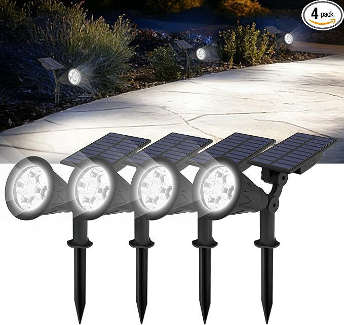 T-SUN Solar Spotlights, 4 LED Solar Powered Landscape Spotlights Waterproof by T-SUN