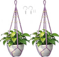 Macrame Plant Hanger, Wood Beads Cotton Hanging Planter Holder by Unknown