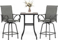 MFSTUDIO 3 Piece Patio Swivel Bar Set, Outdoor Bar Table and Chairs Set by MFSTUDIO