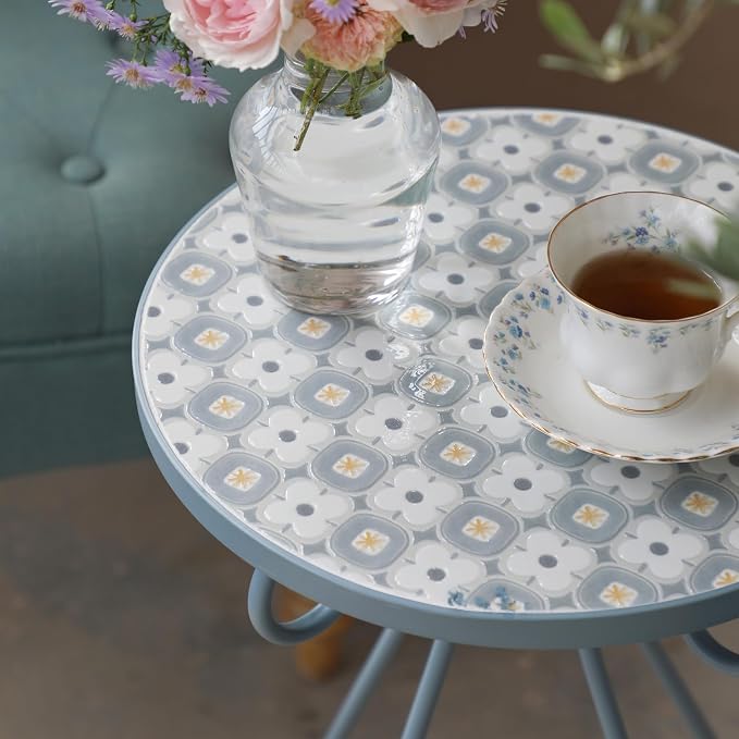 Outdoor Side Table & Mosaic Plant Stand, Indoor Outdoor Coffee Tea Table - Image 5