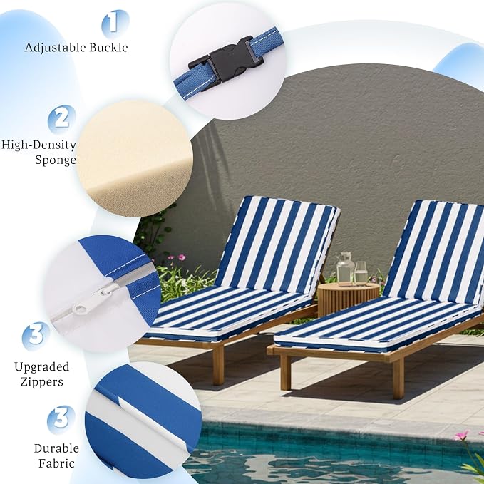 Chaise Lounge Cushions Outdoor Set of 2 - Image 3