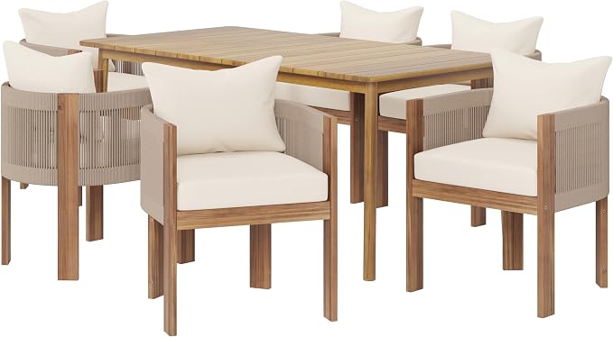 Christopher Knight Home Kclent Patio Acacia Wood Dining Set - Image 4