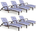 Chaise Lounge Chairs Outdoor Set of 6, Comfy Outside Wicker Patio Pool Lounge by ZZWHOM