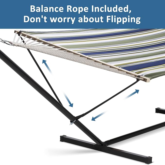 SUNCREAT Double Hammock, Extra Large Quilted Fabric Swing - Image 3