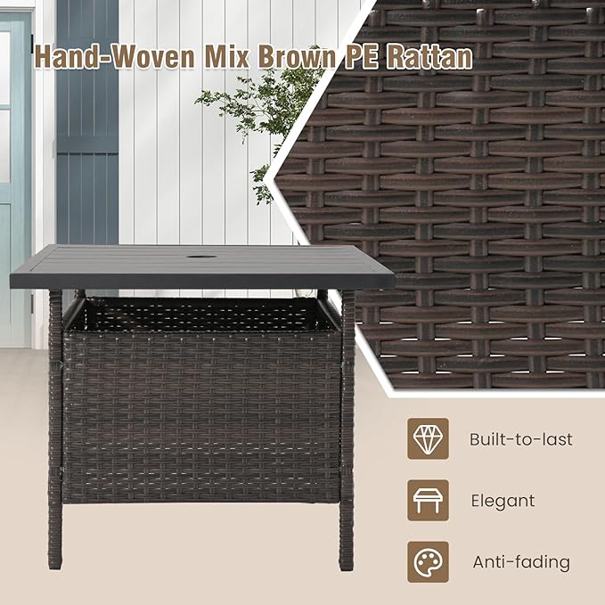 Tangkula Outdoor Wicker Table, Rattan Coffee Table - Image 4