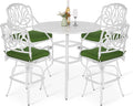 VIVIJASON 5-Piece Patio Swivel Bar Stools Set, All Weather Cast Aluminum by VIVIJASON