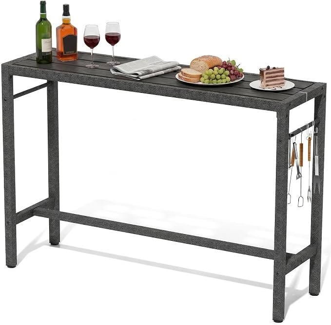 Outdoor Patio Bar Table, Metal Pub Height Bistro Deske by Liskanap
