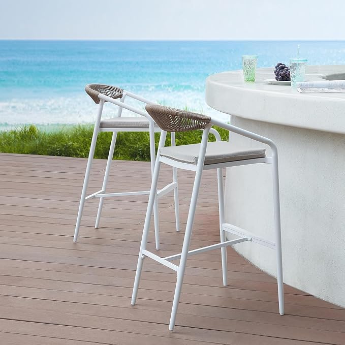 Outdoor Bar Stools Set, Aluminum Frame - Image 3