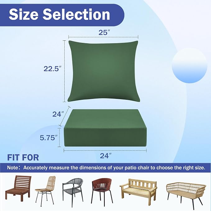 Outdoor Seat Cushion Set, Waterproof & Fade Resistant Patio Chair Cushions - Image 2