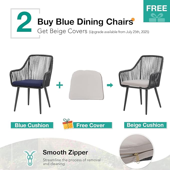 Patiorama 5-Piece Patio Dining Set, Outdoor Dining Table Chair Set, All-Weather - Image 6