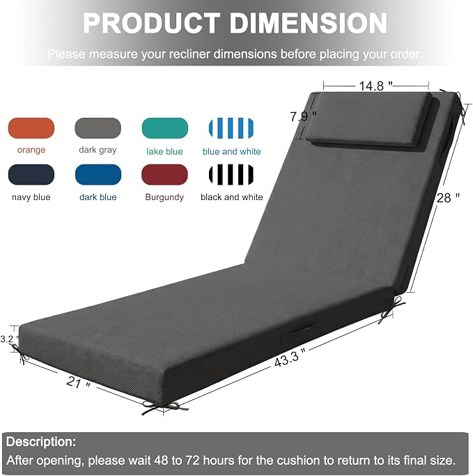 Outdoor Lounge Chair mat, 71 inches x 21 inches, Waterproof Chaise Lounge - Image 2