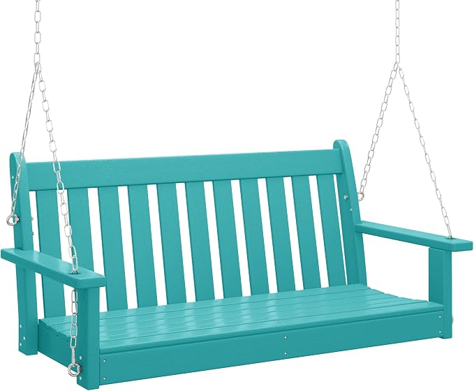 COSTAELM Paradise Outdoor Patio HDPE Hanging Front Porch Swing Bench by Costaelm