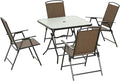 Outsunny 5 Pieces Wicker Patio Dining Set, Foldable Outdoor Table and Chairs by Outsunny