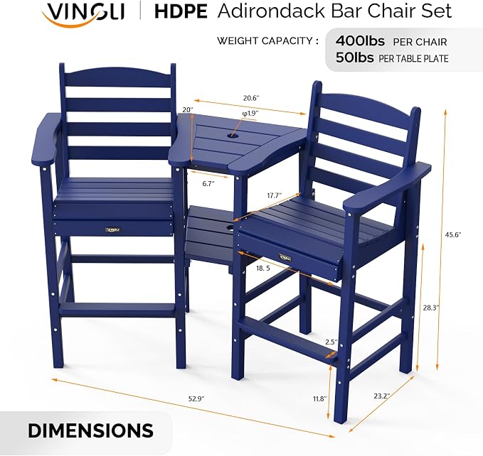 VINGLI Tall Adirondack Chairs Set of 2 - Image 2