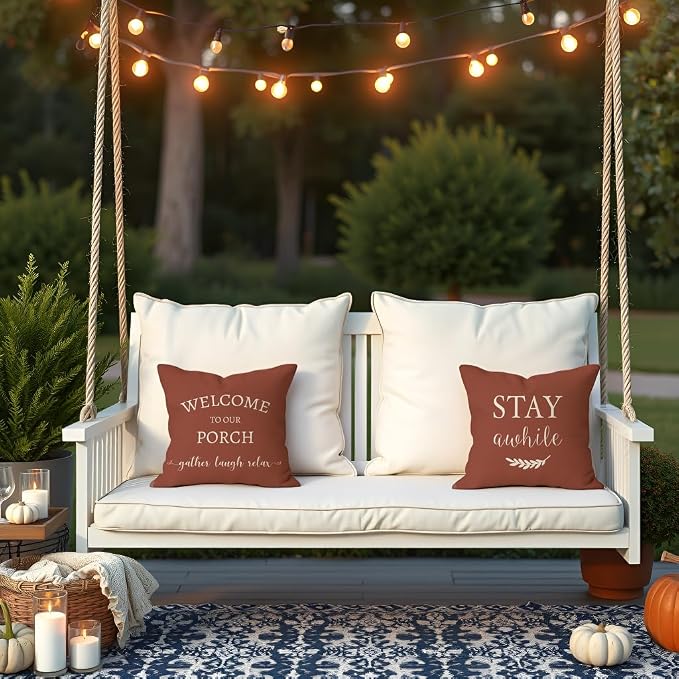 PANDICORN Welcome to Our Porch Stay Awhile Outdoor Decorative Throw Pillow - Image 7