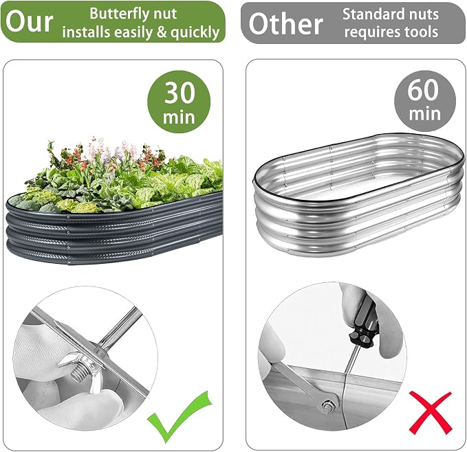2 Pack Raised Garden Bed Kits, Easy Assembly Metal Raised Bed - Image 3