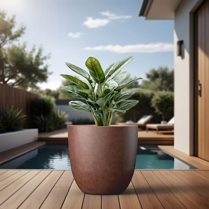 Kante 18 Inch Dia Round Concrete Planter, Indoor Outdoor Large Plant Pot - Image 6