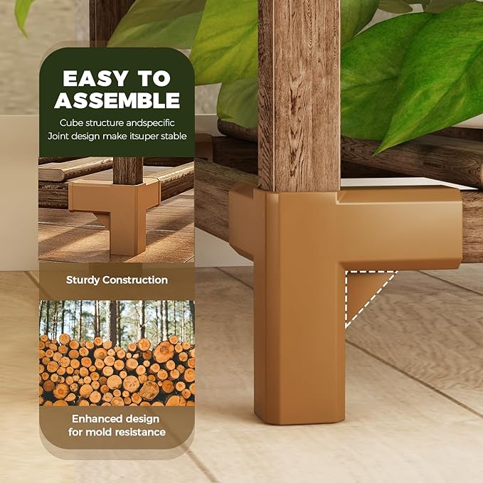 Bamworld Plant Stand Indoor Outdoor Corner Shelf 11 Potted Large Holder - Image 3