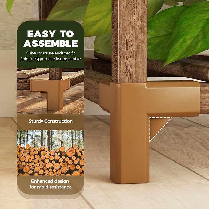 Bamworld Large Hanging Plant Stand Indoor Tall Plant Shelf Outdoor 14 Pots - Image 3