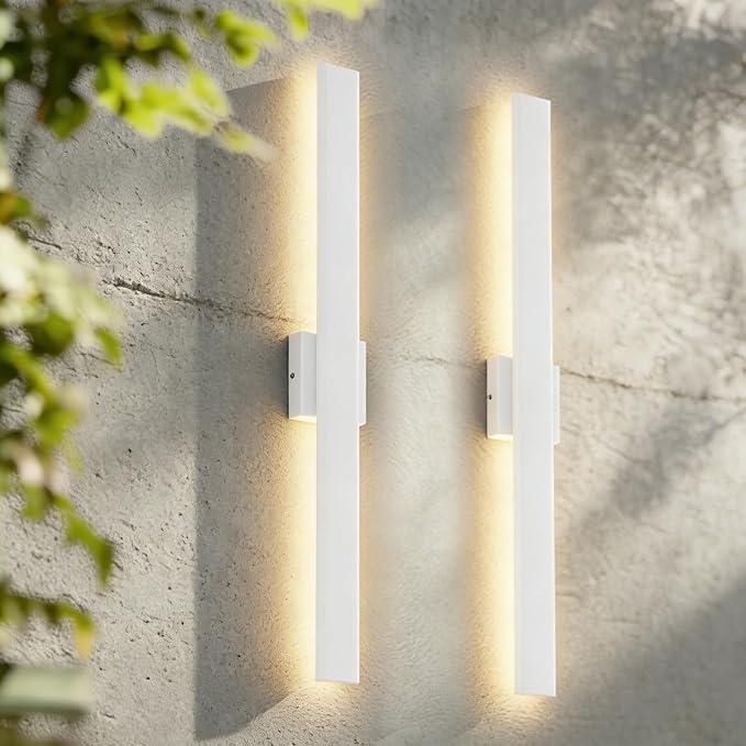 Aipsun 2 Packs Outdoor Wall Sconce, 3000K 4000K 6000K, 31.5in Modern White - Image 5