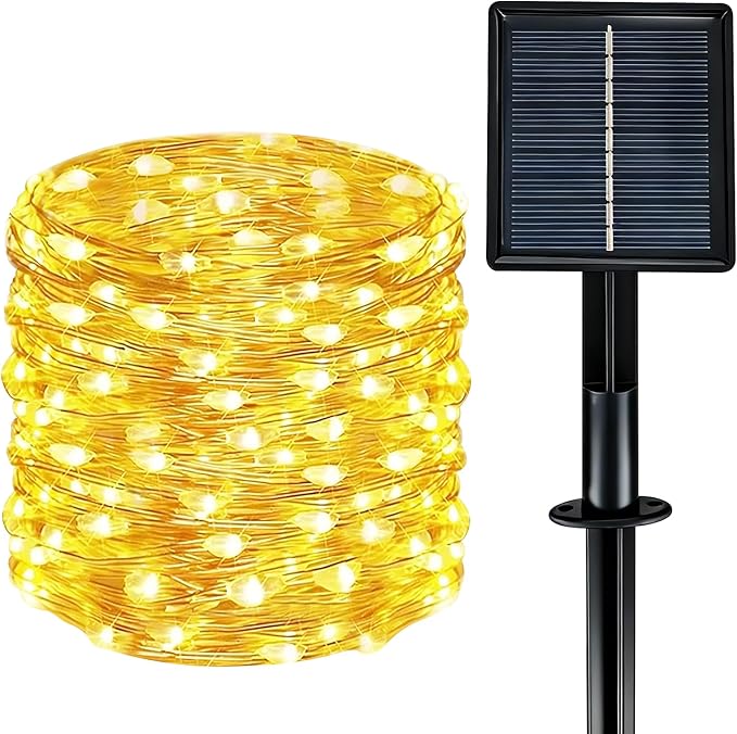 Solar String Lights Outdoor Waterproof 33ft 100LED 8 Modes Twinkle Lights Solar by Yaafen