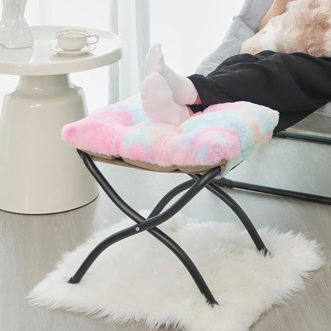 15" Folding Ottoman, Foldable Footrest Stool, Portable Small Foot Stool - Image 8