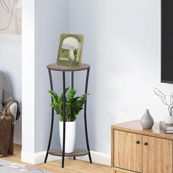 YINMIT Plant Stand Indoor, 2 Tier Round Potted Holder Rack, Flower Pot Stand - Image 3