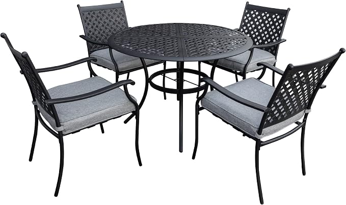 Garden Elements 5-Piece Outdoor Patio Dining Set – 42" Round Table by GardenElements
