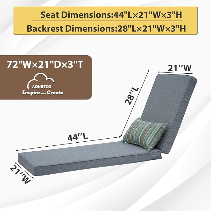 Outdoor Chaise Lounge Cushions, Olefin Lounge Cushion, Rainproof Color - Image 2