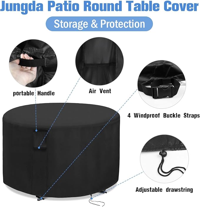 Custom Patio Furniture Cover Round, Outdoor Round Table Cover Waterproof - Image 2