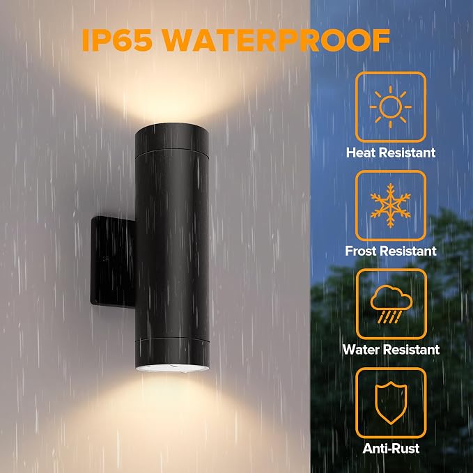 LUTEC Outdoor Wall Light Fixtures, Integrated LED Cylinder Up-Down Sconce - Image 6