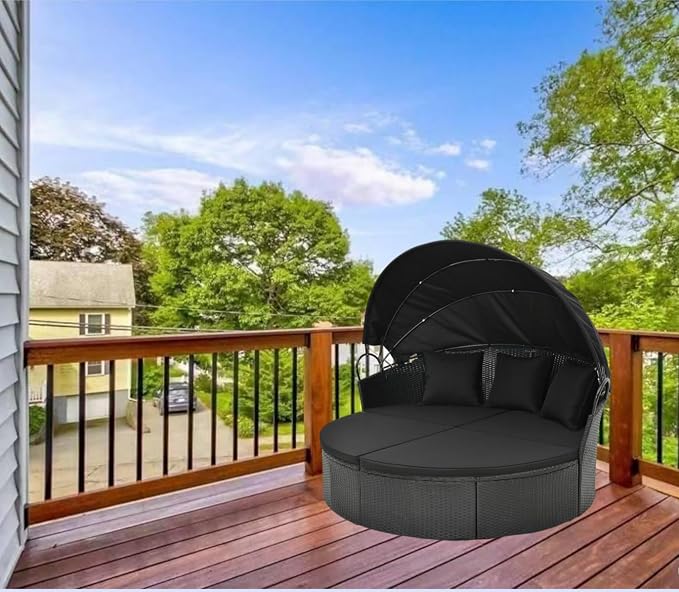 Outdoor Furniture 66in Round Daybed Retractable Canopy Replacement Cover - Image 7