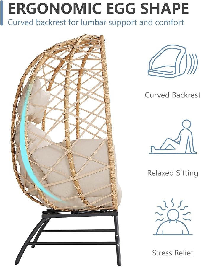 SWITTE Wicker Egg Chair Outdoor, Oversized Patio Lounge Chairs - Image 5