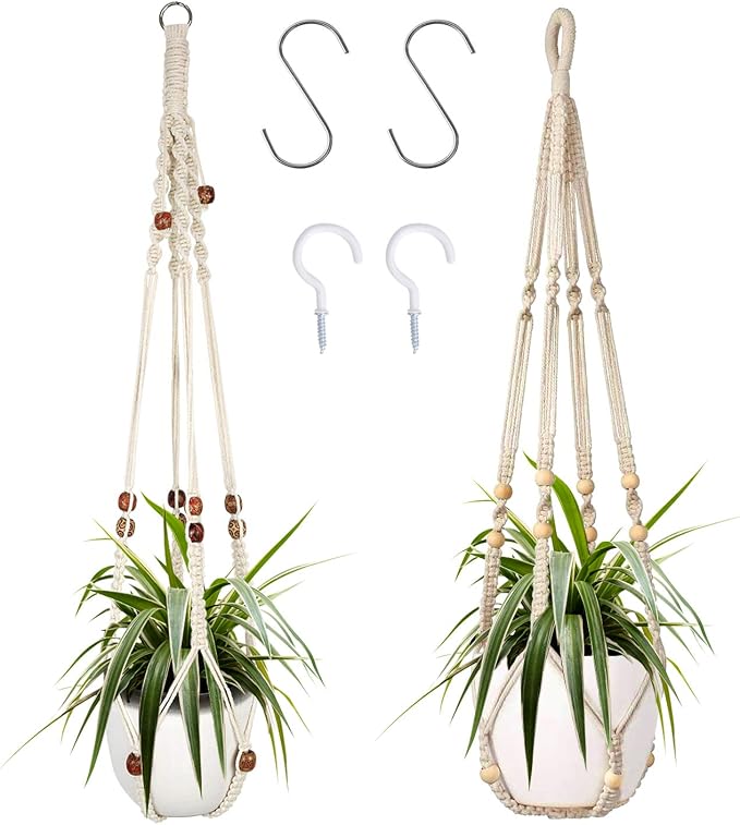 Augshy Macrame Plant Hanger, 2 Packs Plant Hangers, Hanging Planter by Augshy