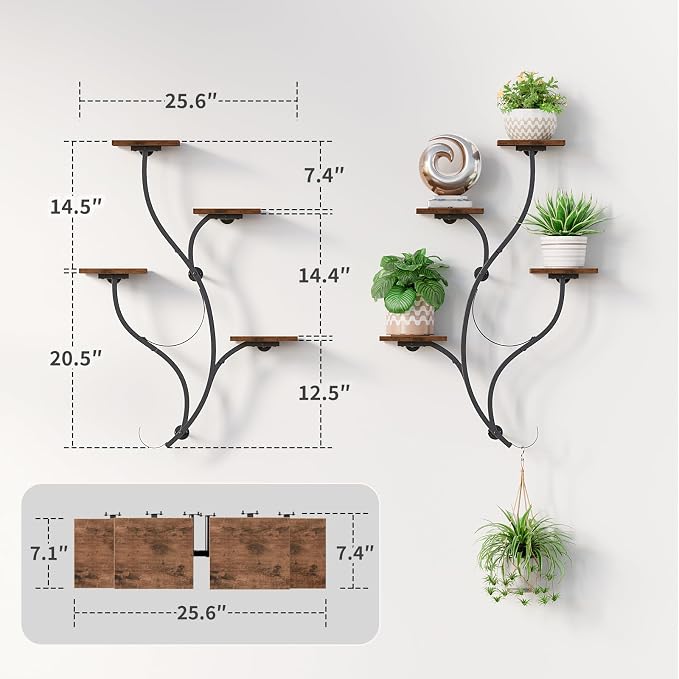 LATIBELL 2 Packs Wall Planters for Indoor Plants 8 Tiered Wall Mount Plant - Image 7