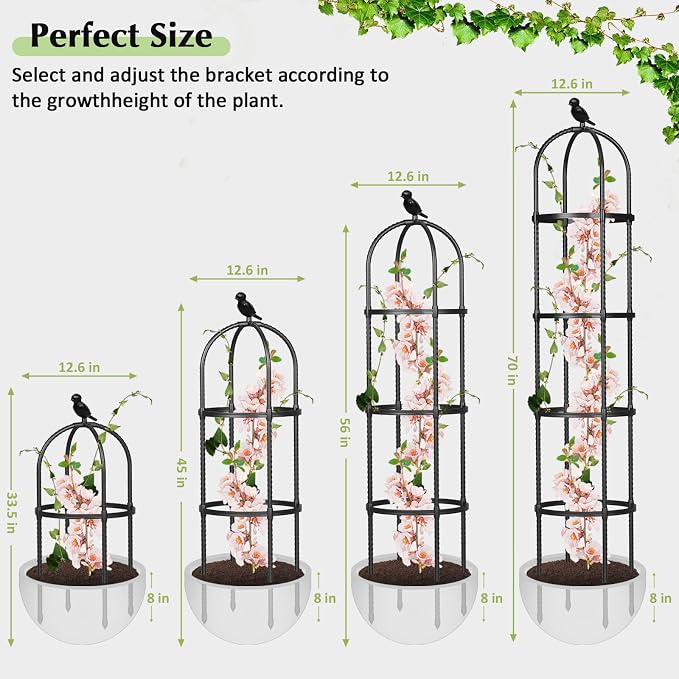 Garden Obelisk Trellis for Climbing Plants Outdoor, 6.2 FT Tomato Cage - Image 7