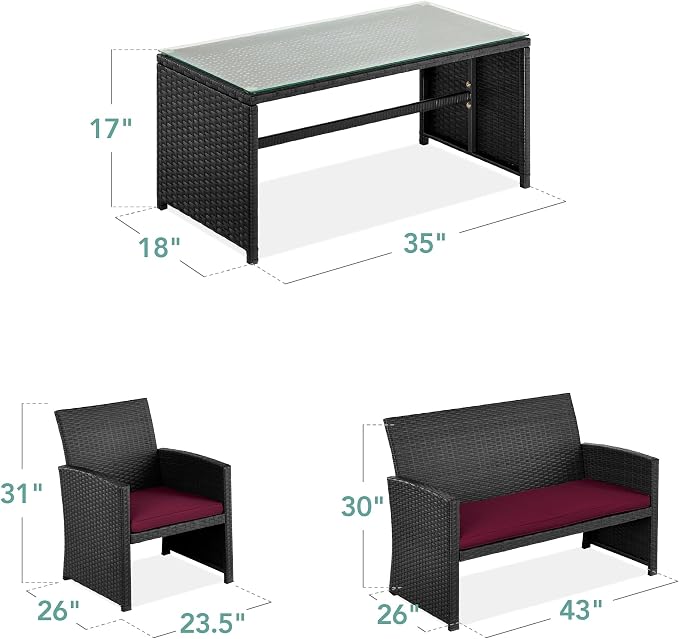 Best Choice Products 4-Piece Outdoor Wicker Patio Conversation Furniture Set - Image 7