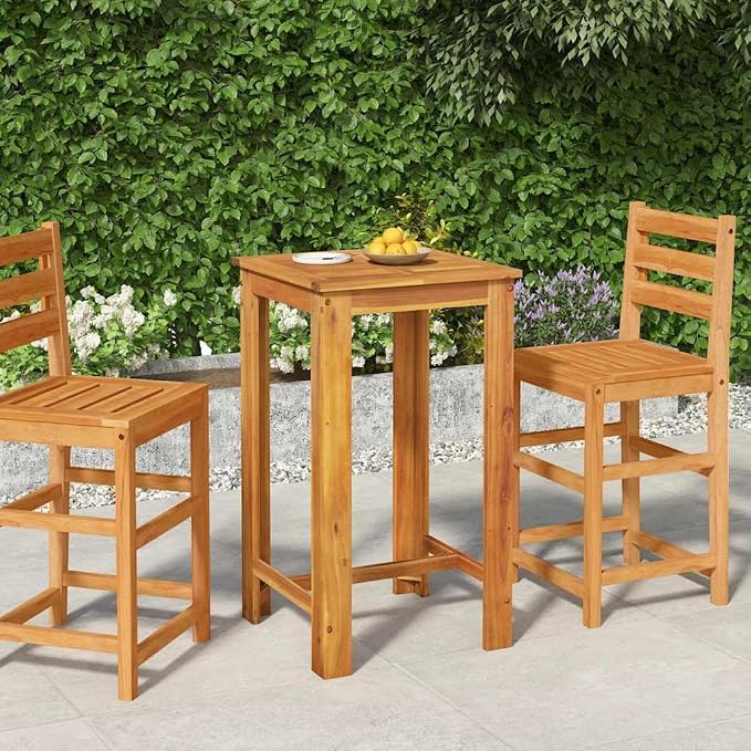 Patio Bar Table 23.6"x23.6"x41.3" Solid Wood Acacia - Image 2