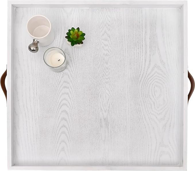 SwallowLiving 24 x 24 Inches Extra Large Square Wood Ottoman Tray by SwallowLiving