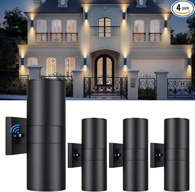 TOBUSA Black Exterior Lighting Fixtures Wall Mount Dusk to Dawn, Modern Outdoor by TOBUSA