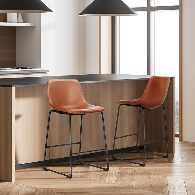 DUMOS 26 Inch Counter Height Bar Stools Set of 4, Modern Faux Leather High - Image 7